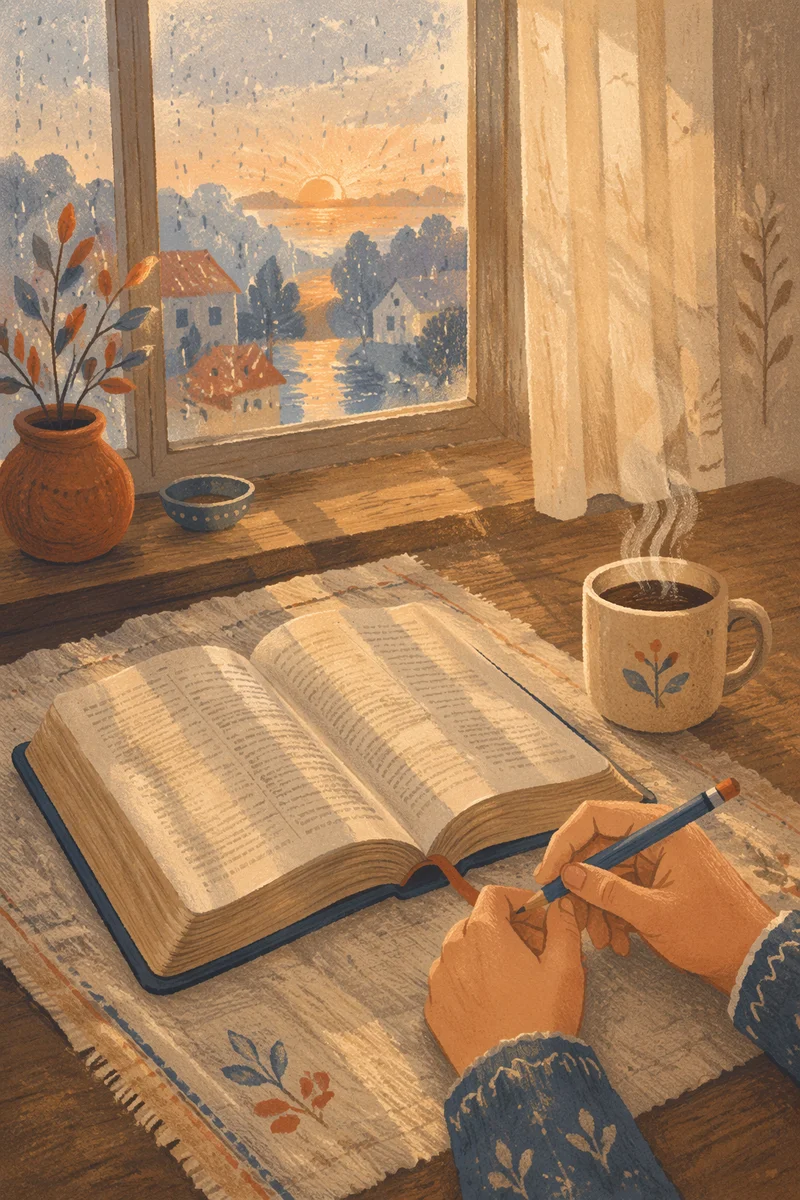 Morning Devotion by Rainy Kitchen Window