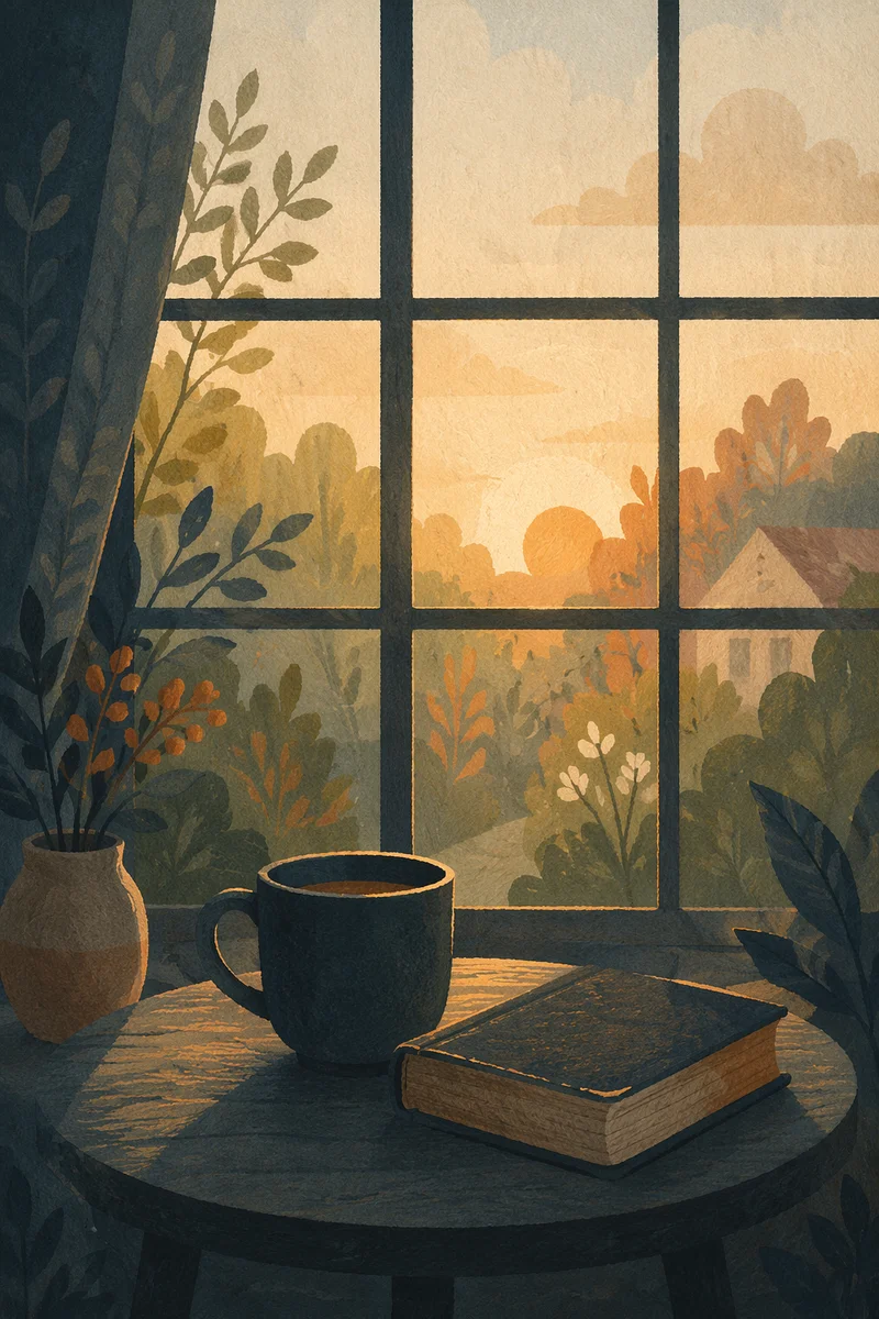 Coffee Cup and Bible by Window