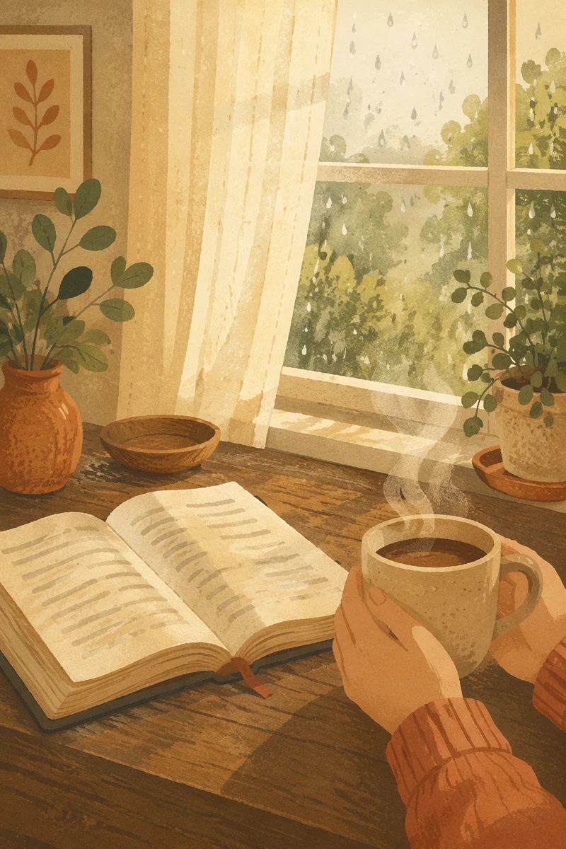 Open Bible and Coffee by Window