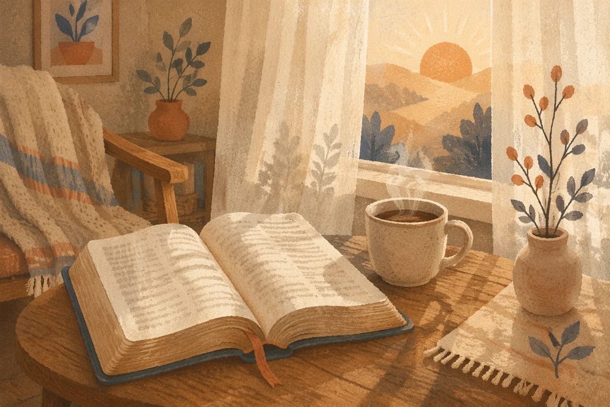 Morning Bible and Coffee by Window