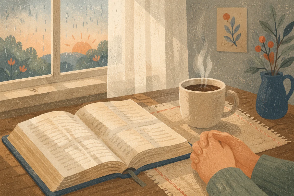 Open Bible and Coffee by Window
