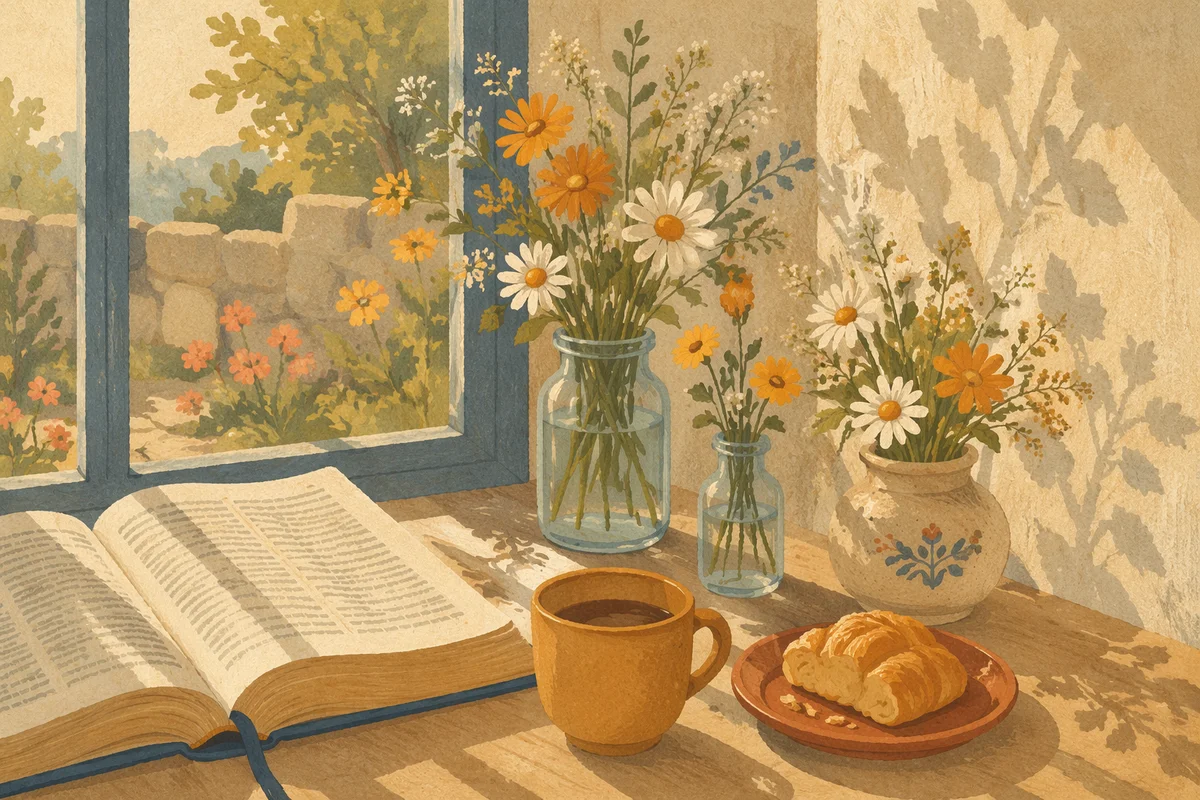 Morning Bible and Coffee by Window