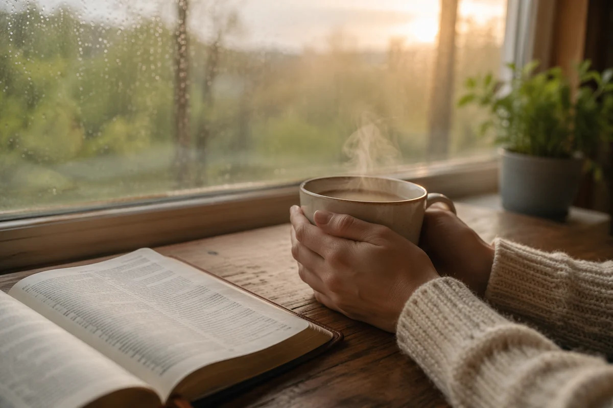 Morning Devotion with Bible and Coffee