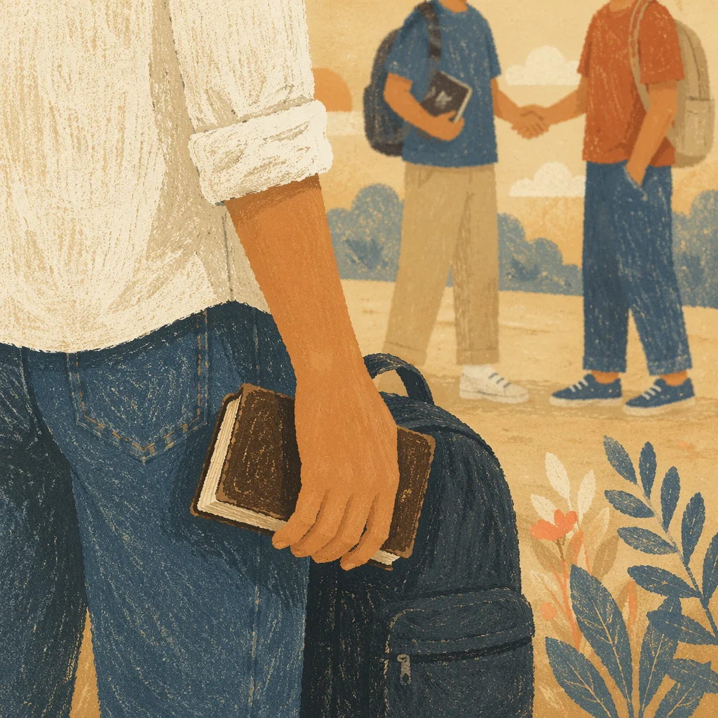 Student Carrying Bible on Campus