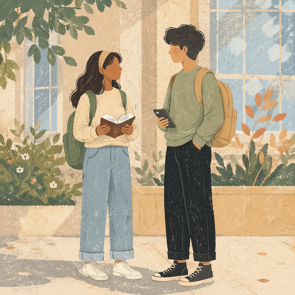 Campus Students Sharing an Open Bible