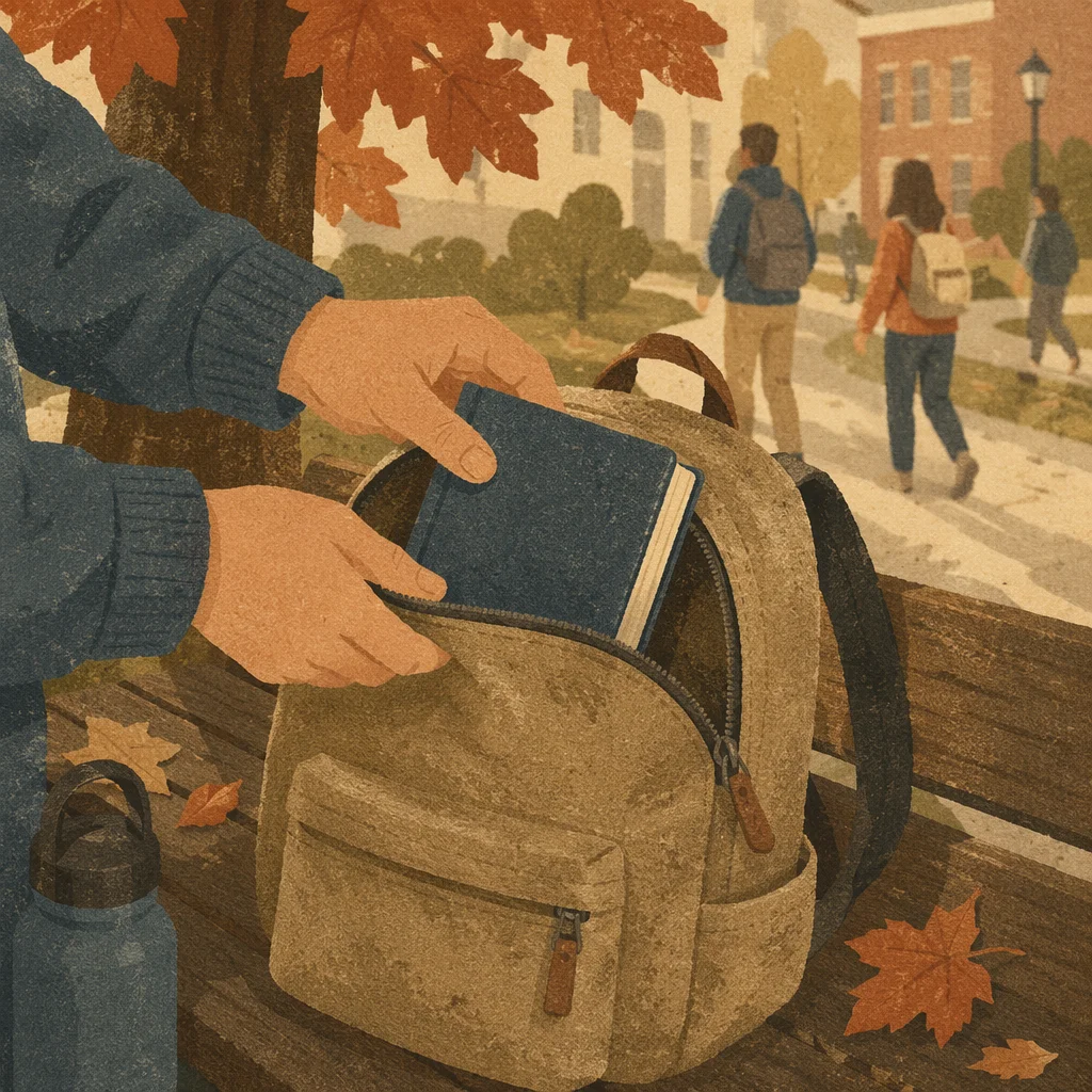 Bible Tucked Into Campus Backpack