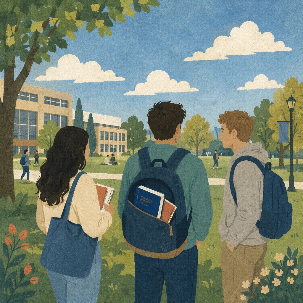 Bible in Backpack on Sunny Campus