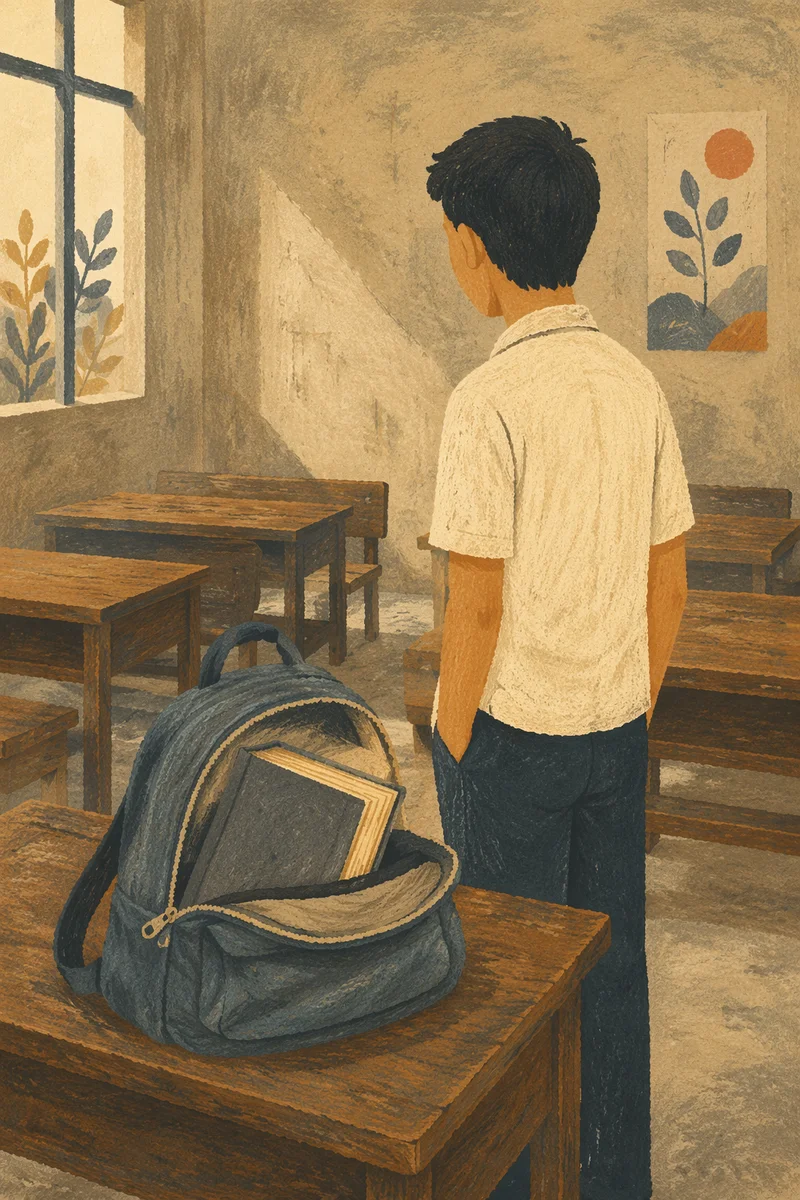 Campus Student Backpack With Worn Bible