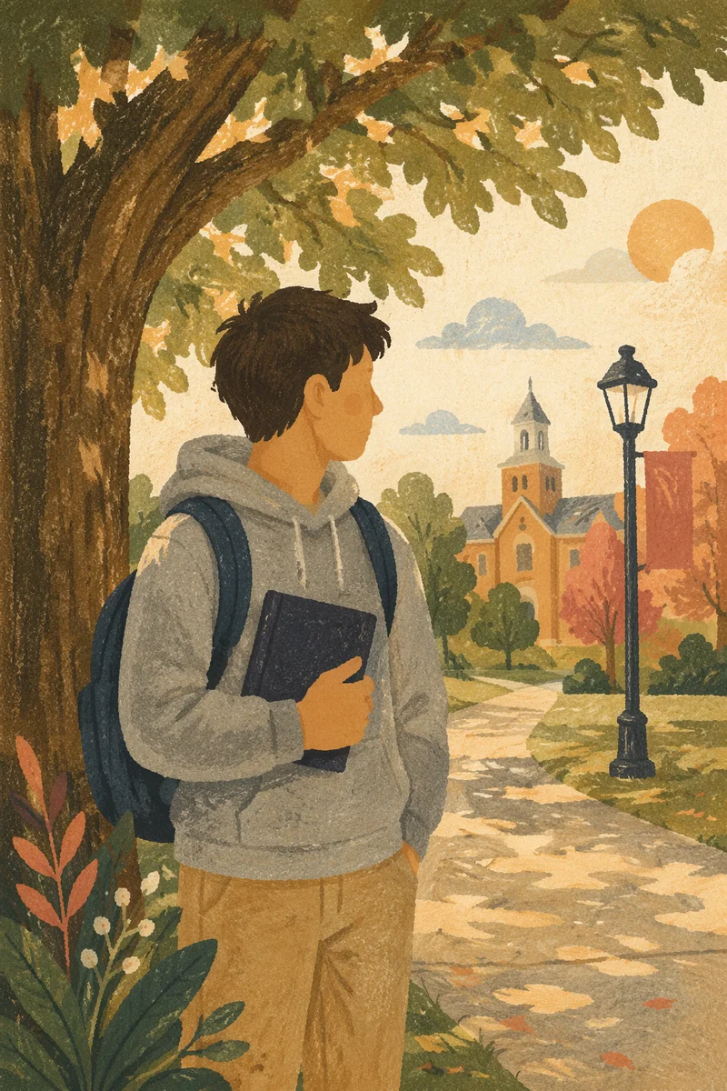 Campus Student Holding Bible Under Tree