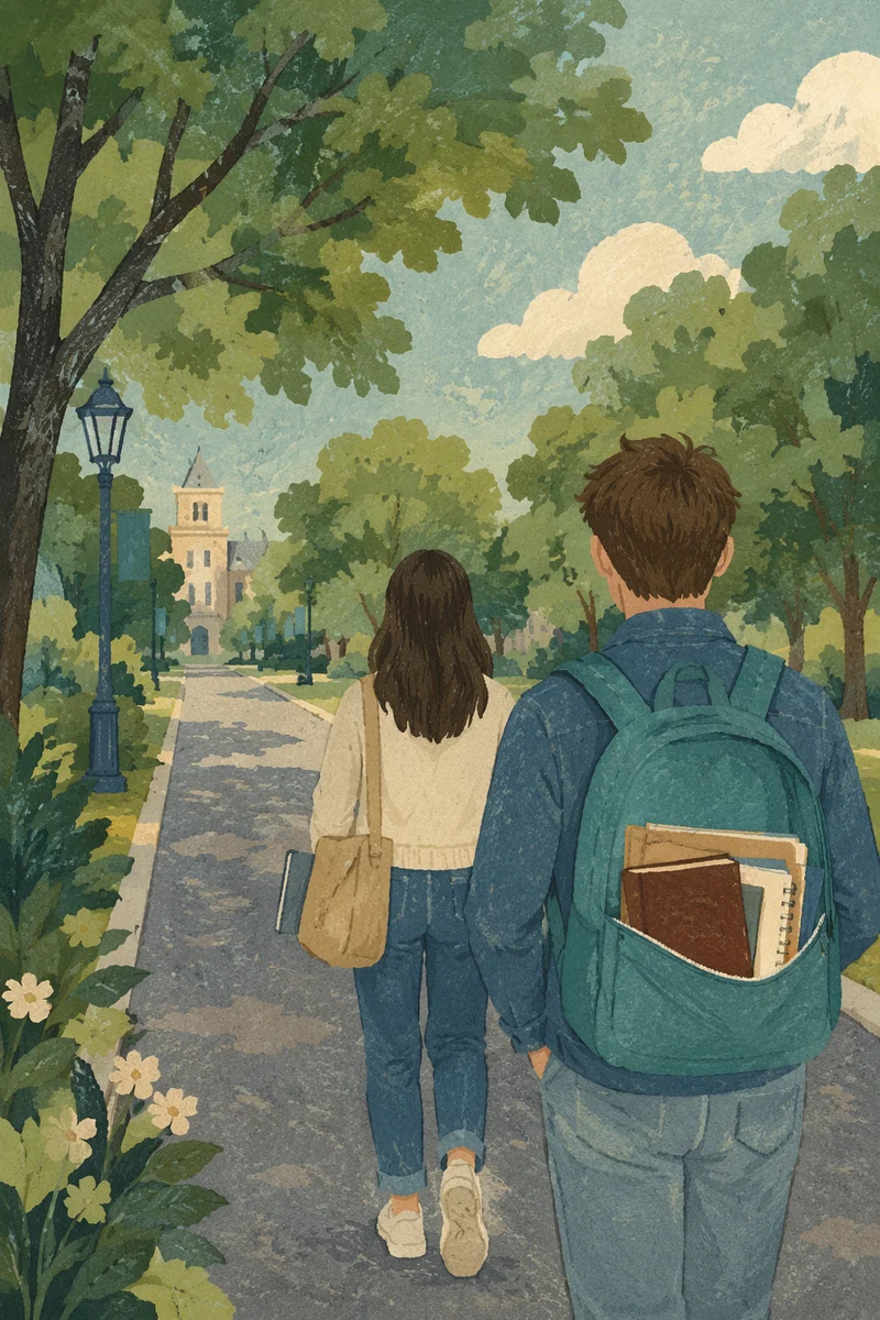 College Students Carrying Bible on Campus