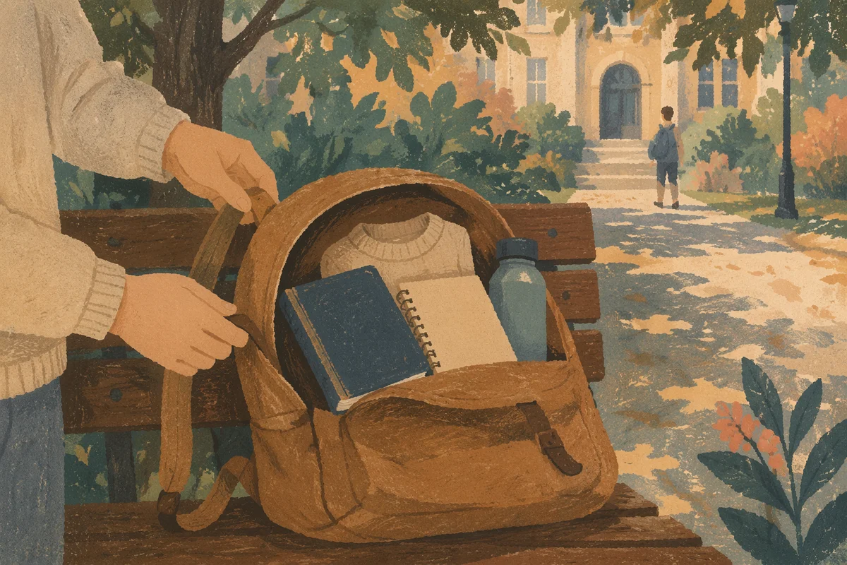 Bible Tucked in Campus Backpack