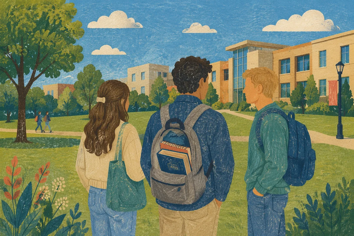Bible in Backpack on Sunny Campus