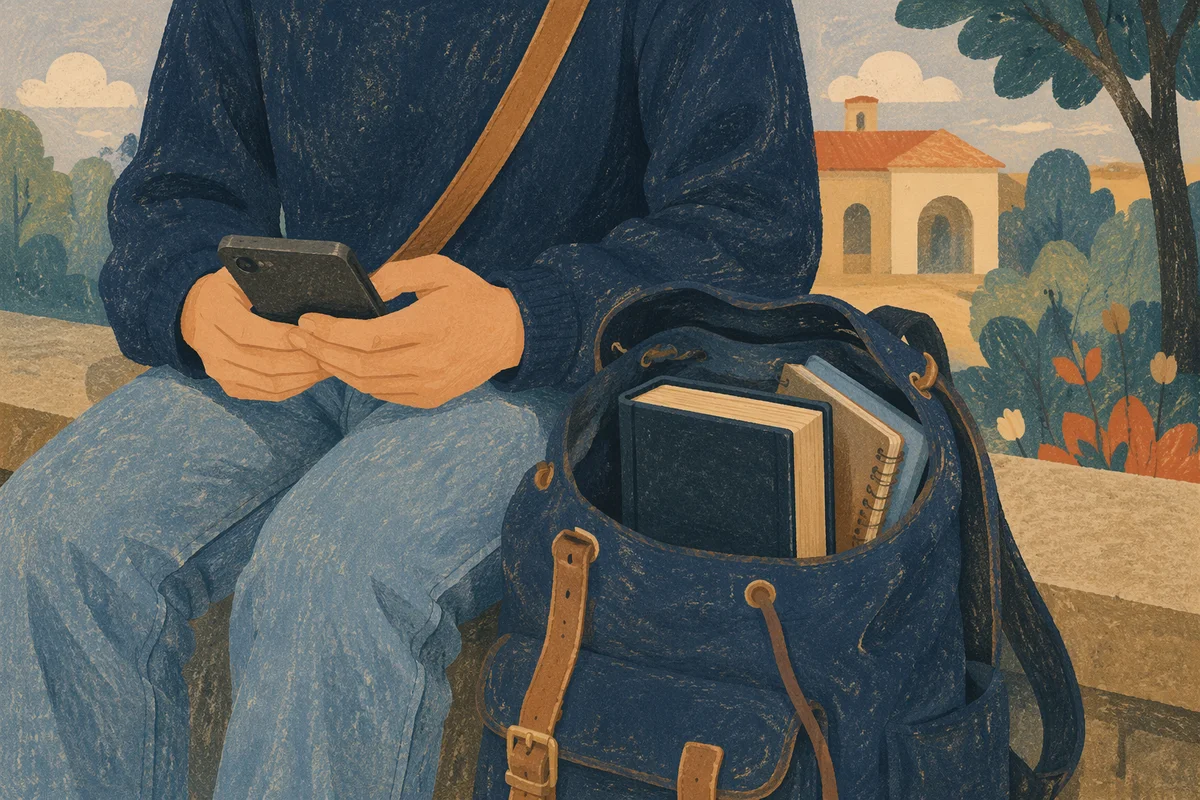 Campus Student Backpack With Tucked Bible