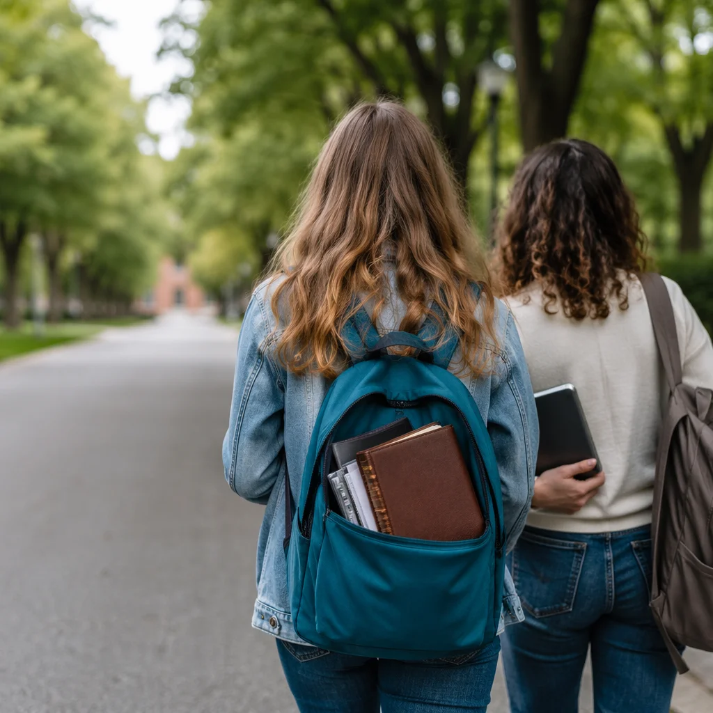 Bible in Backpack on College Campus