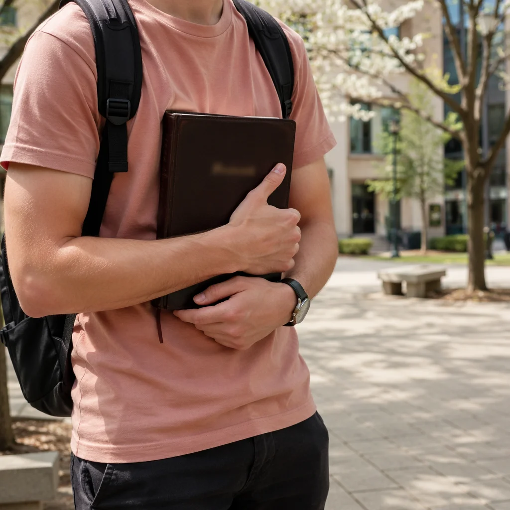 College Student Holding Bible on Campus