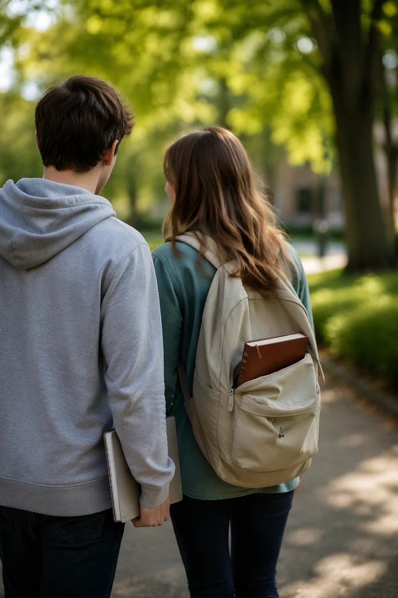 Bible in Backpack on Campus Walk