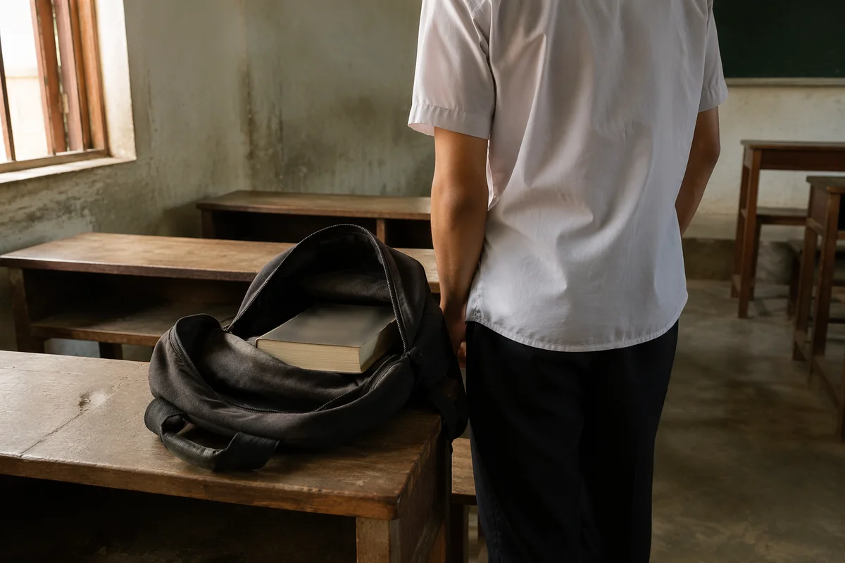 Campus Student Backpack With Worn Bible