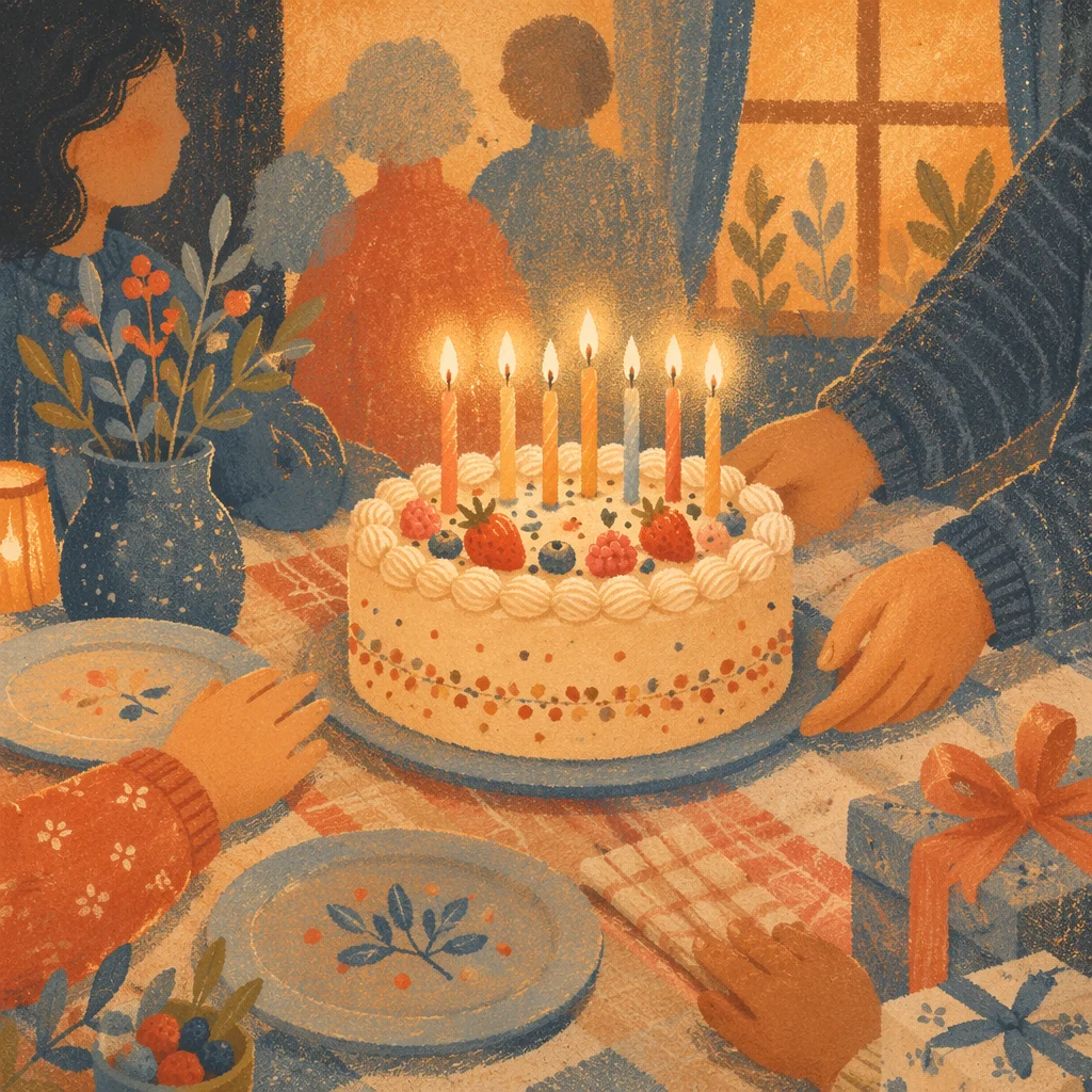 Cozy Family Birthday Cake Candle Celebration