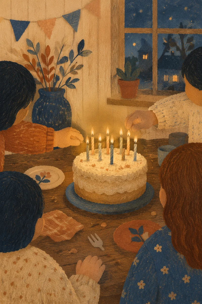 Cozy Family Birthday Cake Candle Celebration