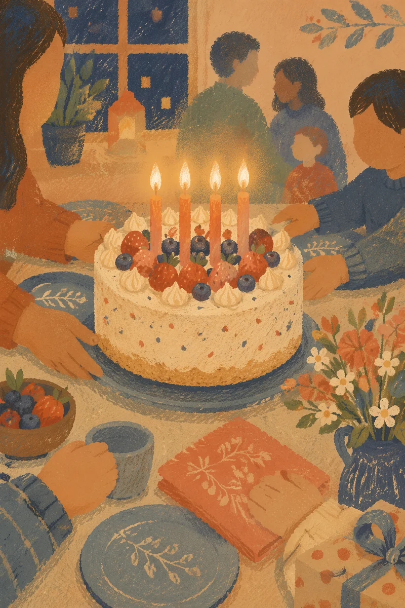 Warm Family Birthday Cake Candle Celebration