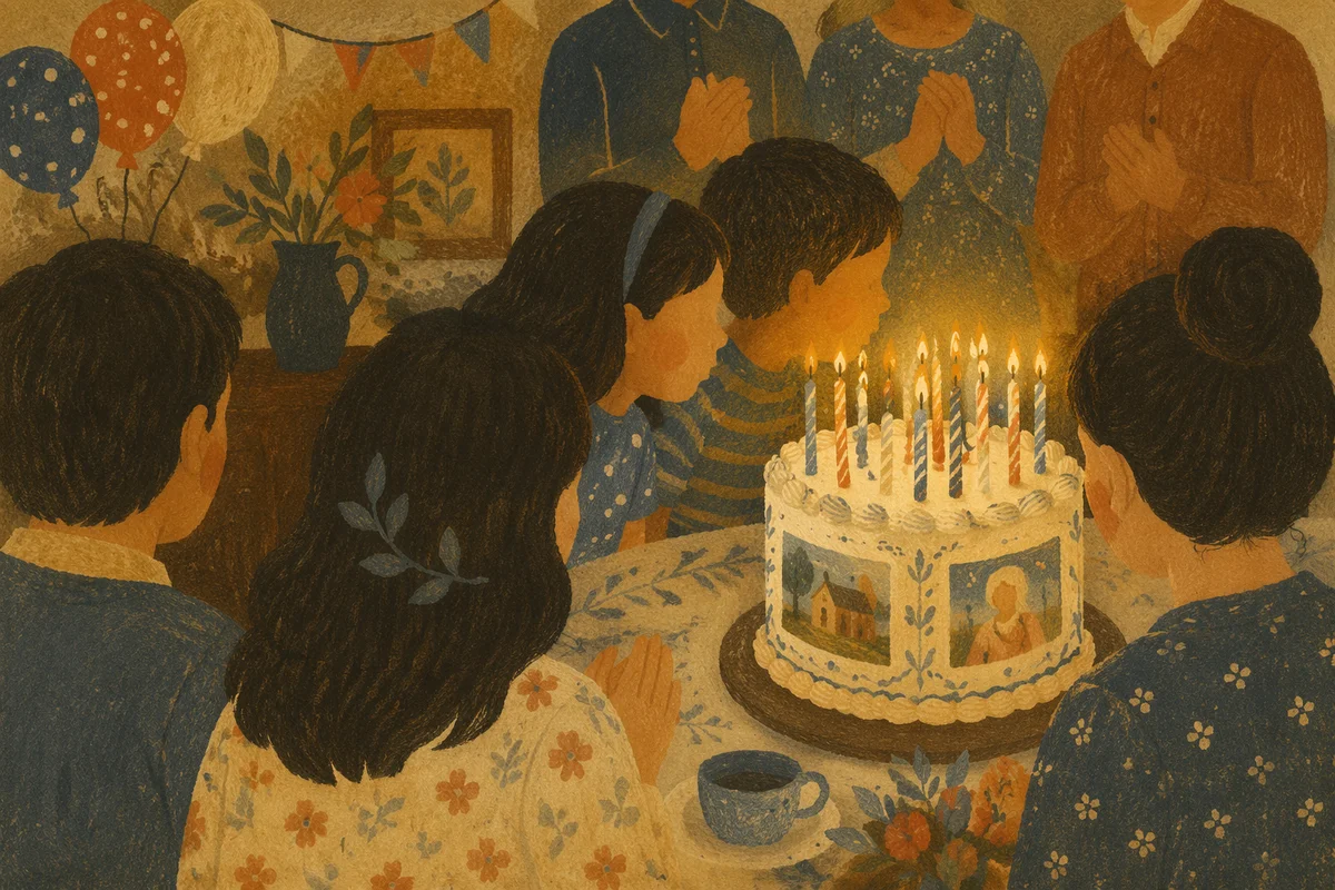 Cozy Family Birthday Cake Candle Celebration