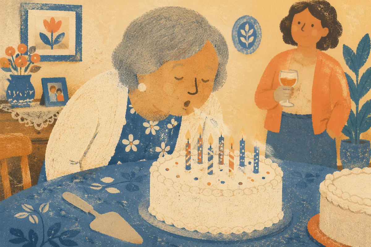 Cozy Family Birthday Cake Candle Celebration