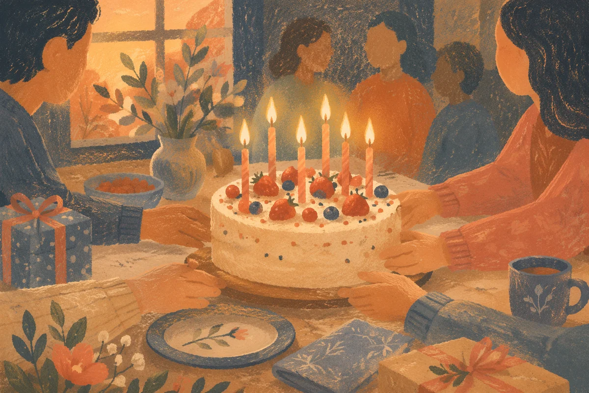 Cozy Family Birthday Cake Candle Celebration