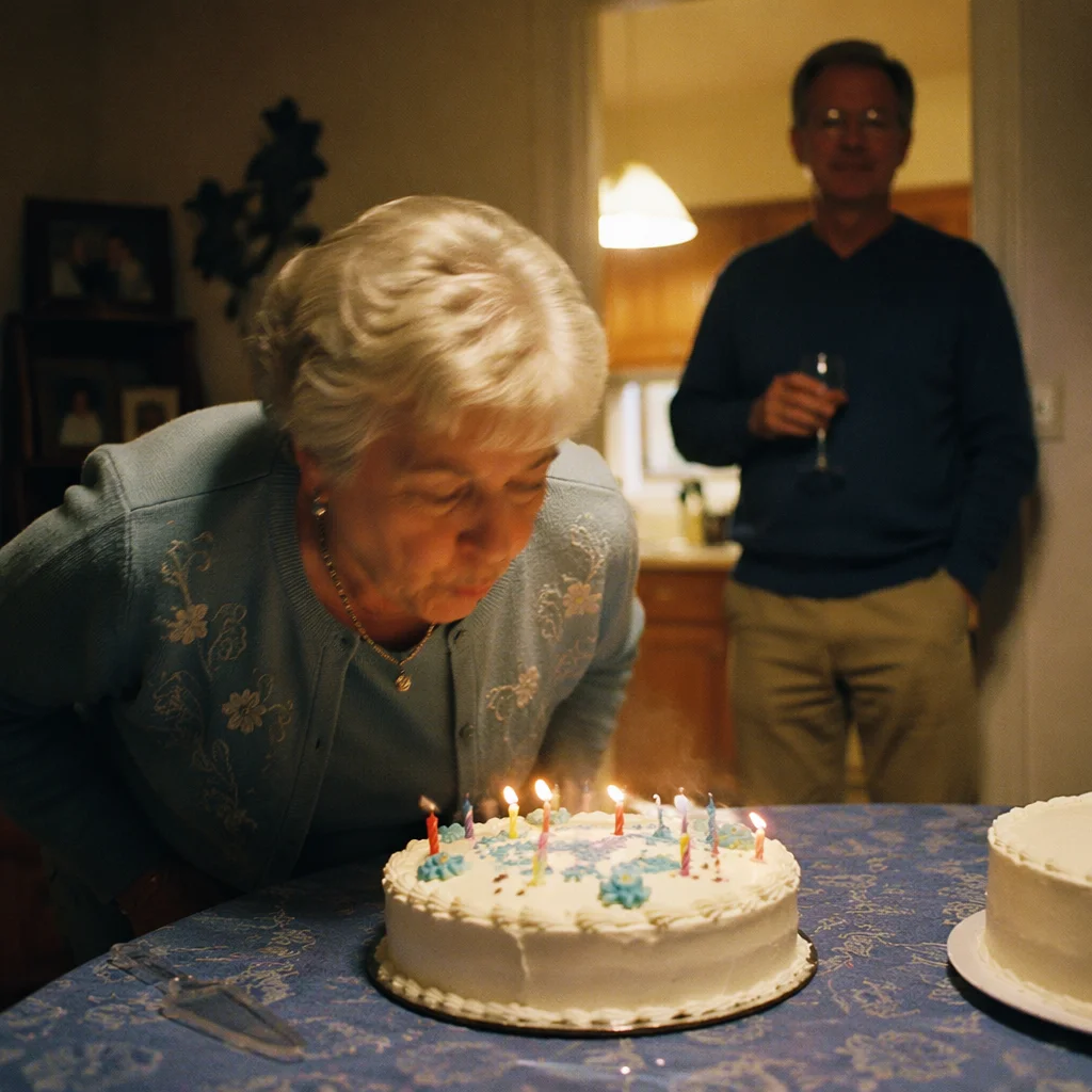 Cozy Family Birthday Cake Candle Moment