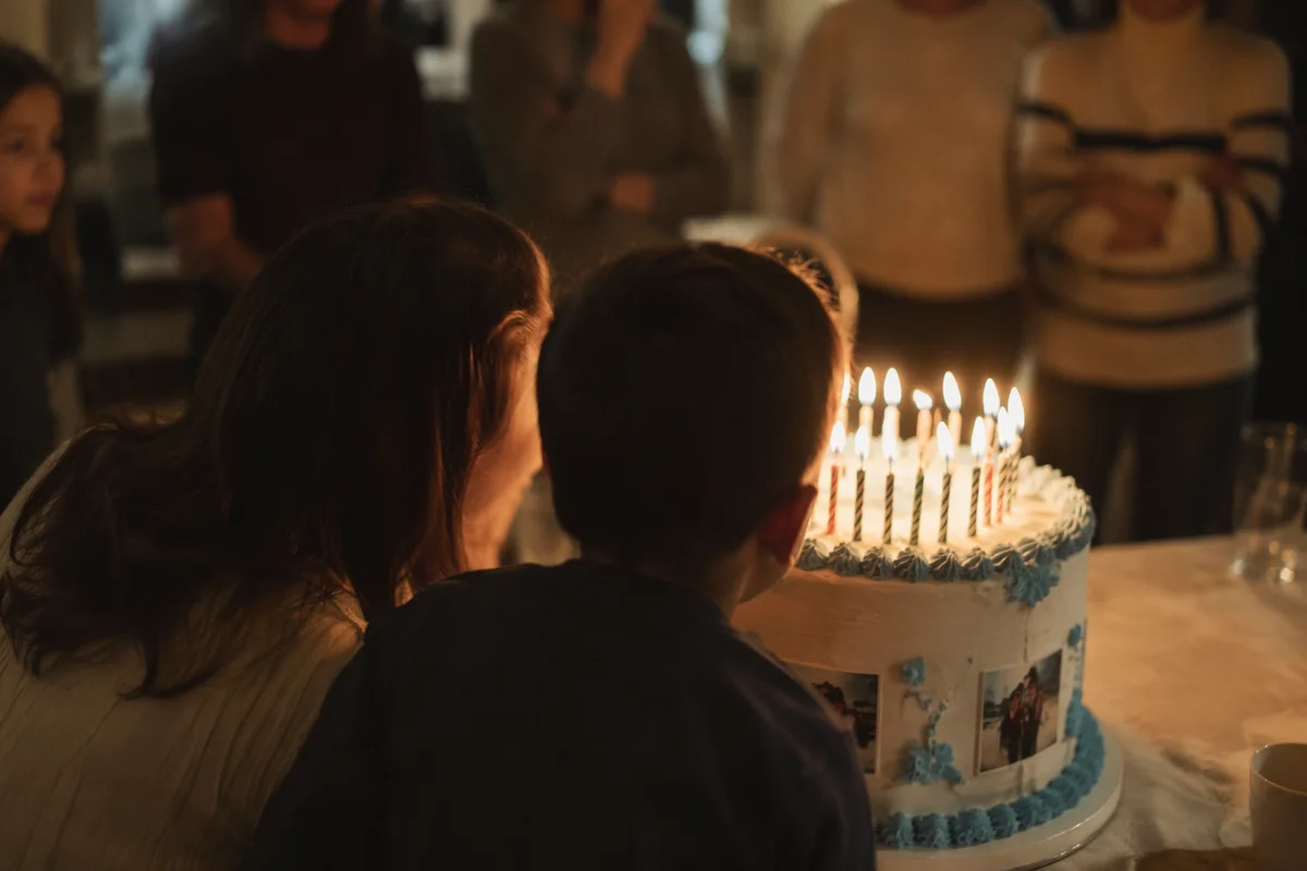 Cozy Family Birthday Cake Candle Celebration