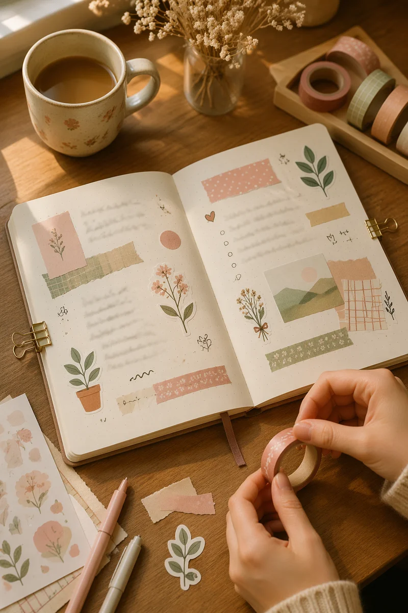 Cozy Bullet Journal Planning Desk Scene