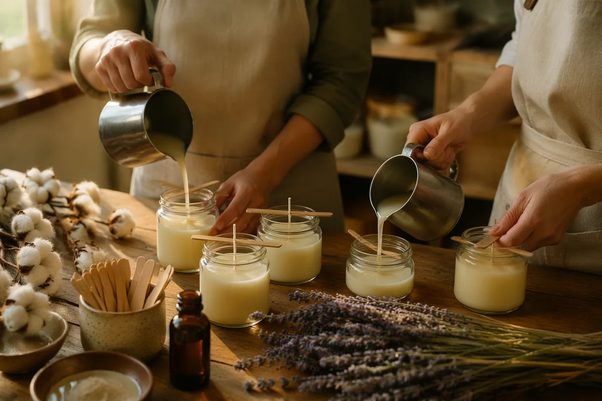 Cozy Candle Making Workshop Pouring Wax