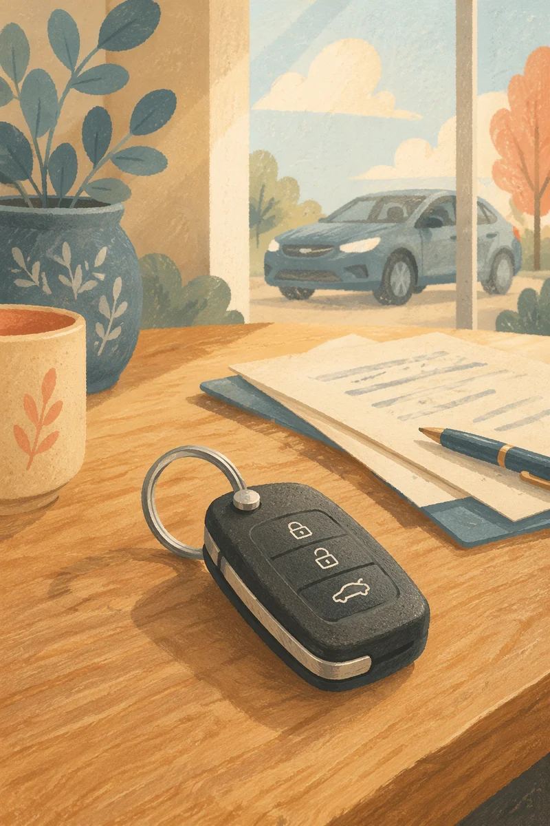 Car Key on Wooden Table Celebration