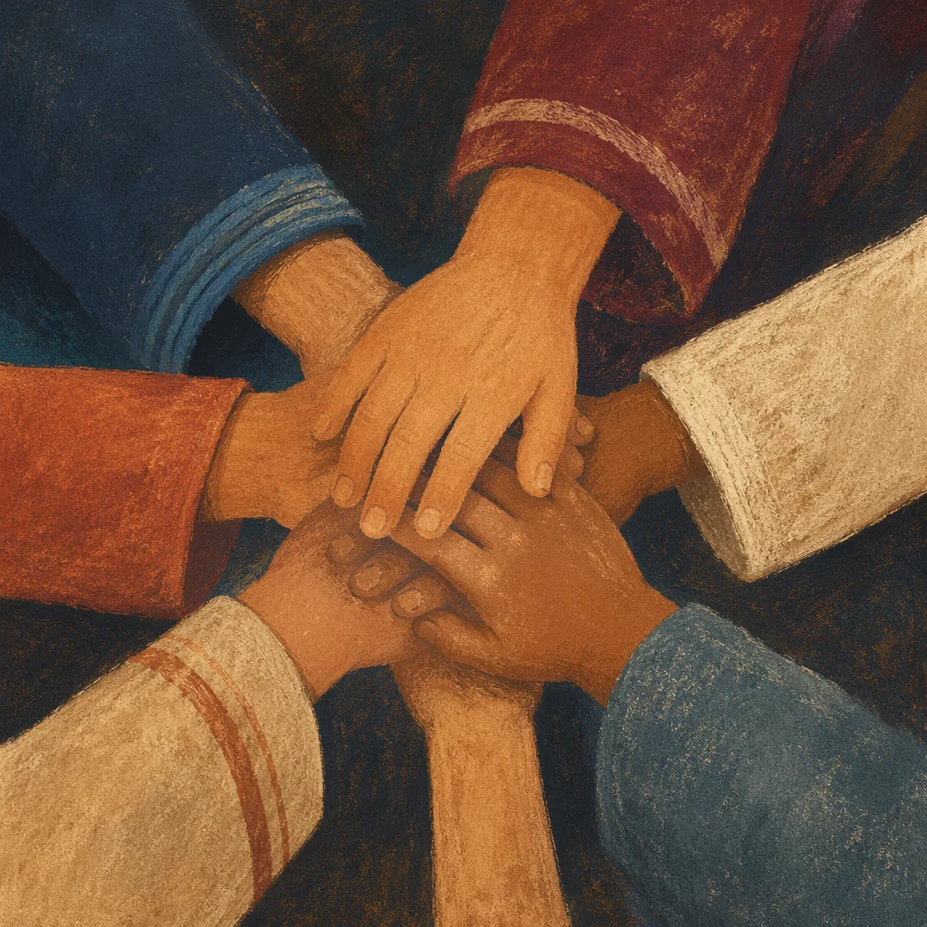 Children Hands Stacked in Teamwork Gesture