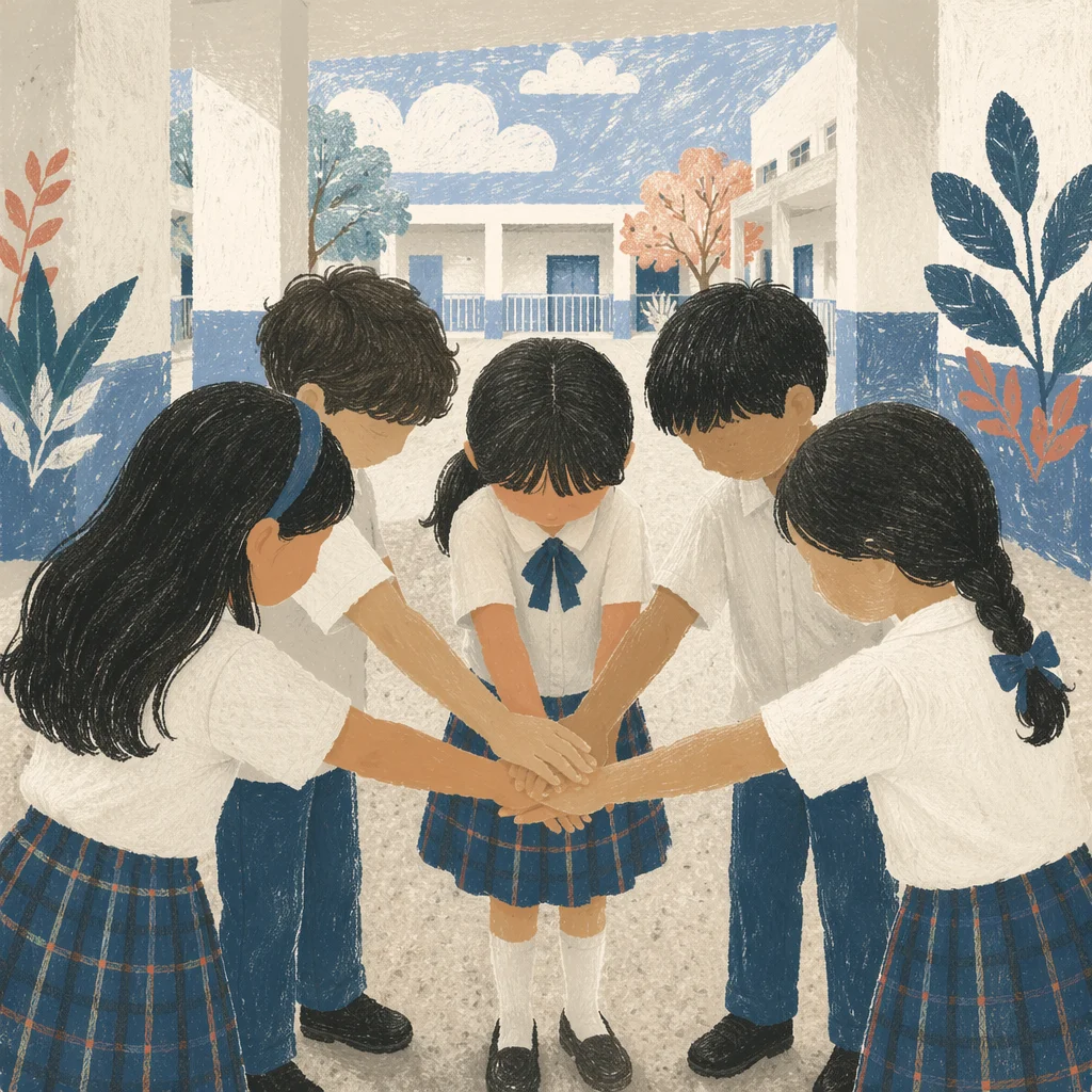 Children Stacking Hands in School Teamwork