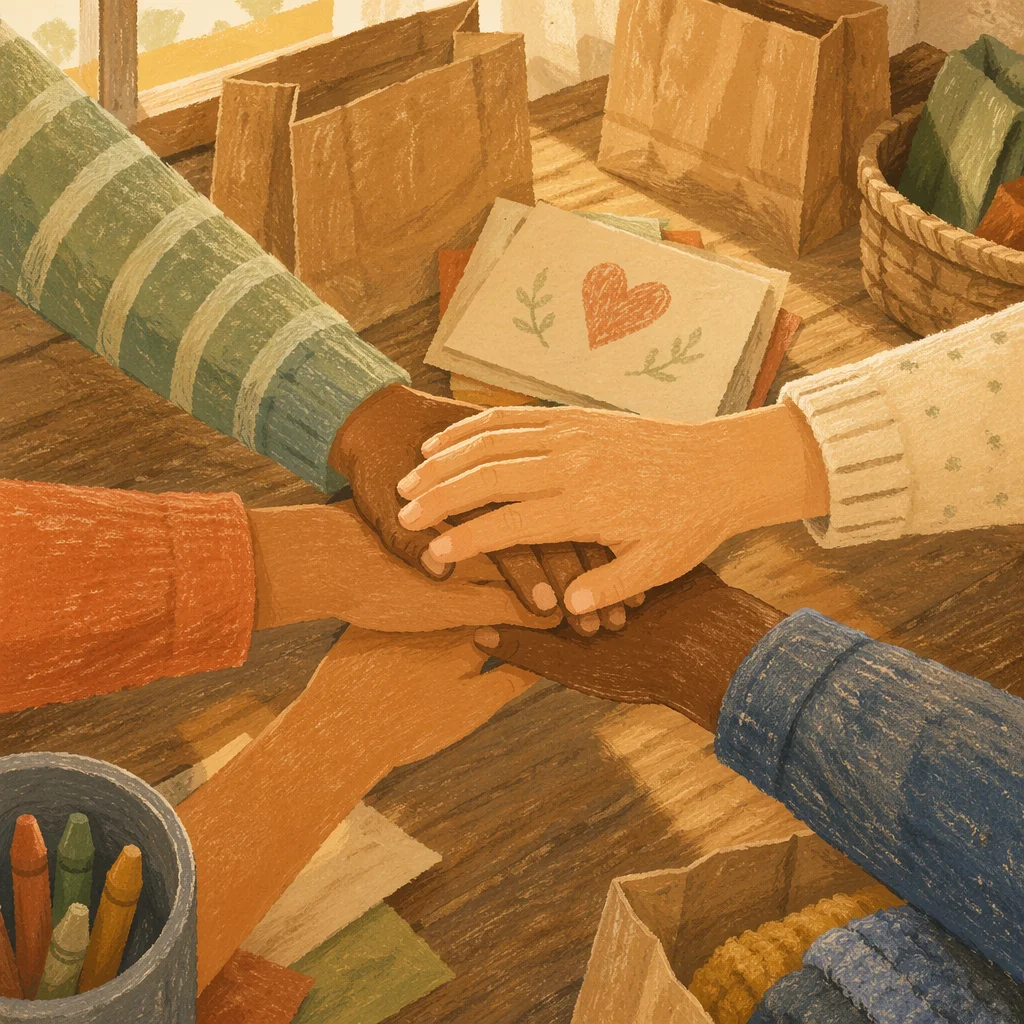Children Stacking Hands for Teamwork Service