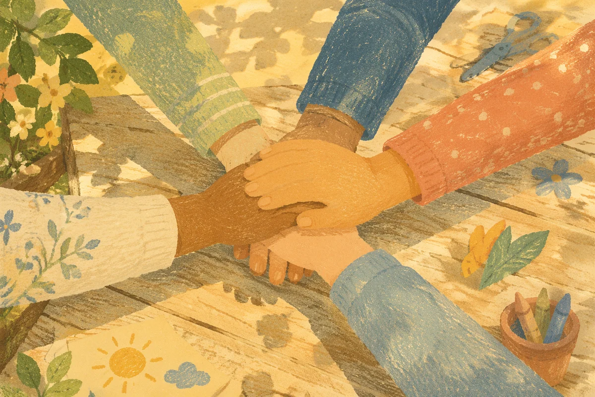 Children Hands Stacking in Cheerful Teamwork