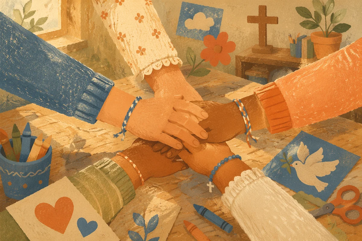 Children Hands United in Faith Teamwork