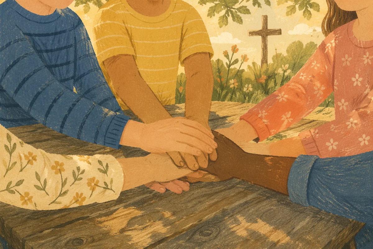 Children Hands Stacked in Faithful Teamwork