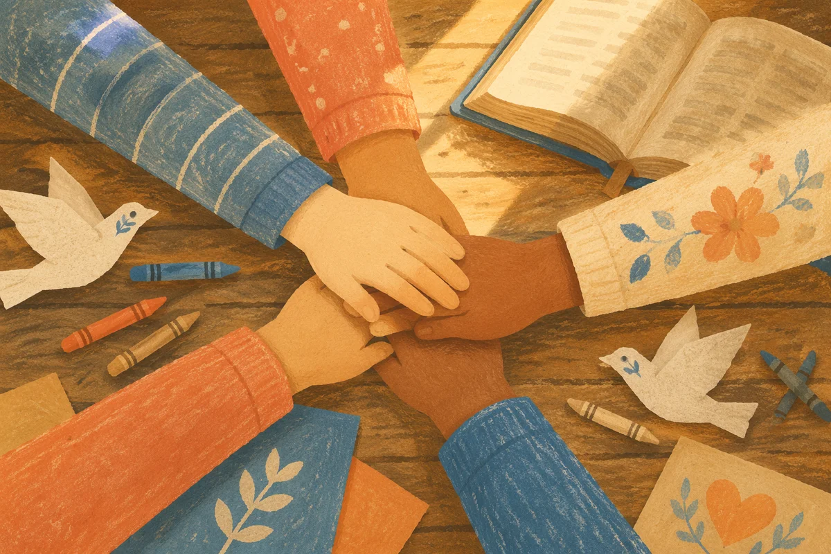 Children Hands Stacked in Faithful Teamwork