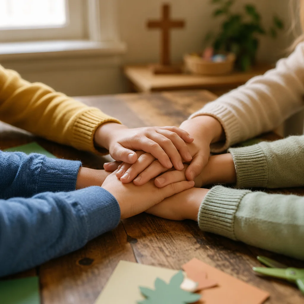 Children’s Hands United in Church Classroom