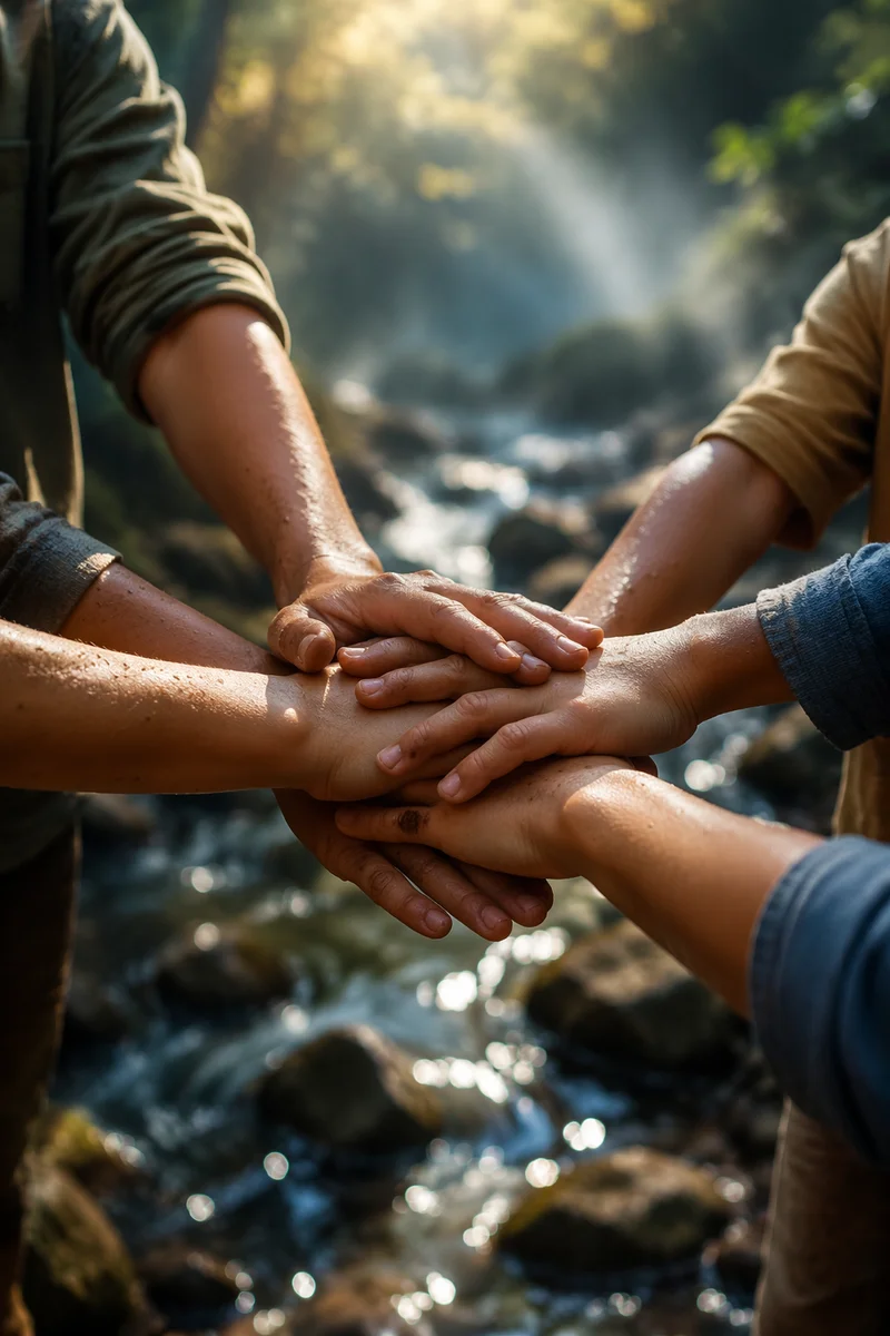 Children Hands Stacked in Outdoor Teamwork