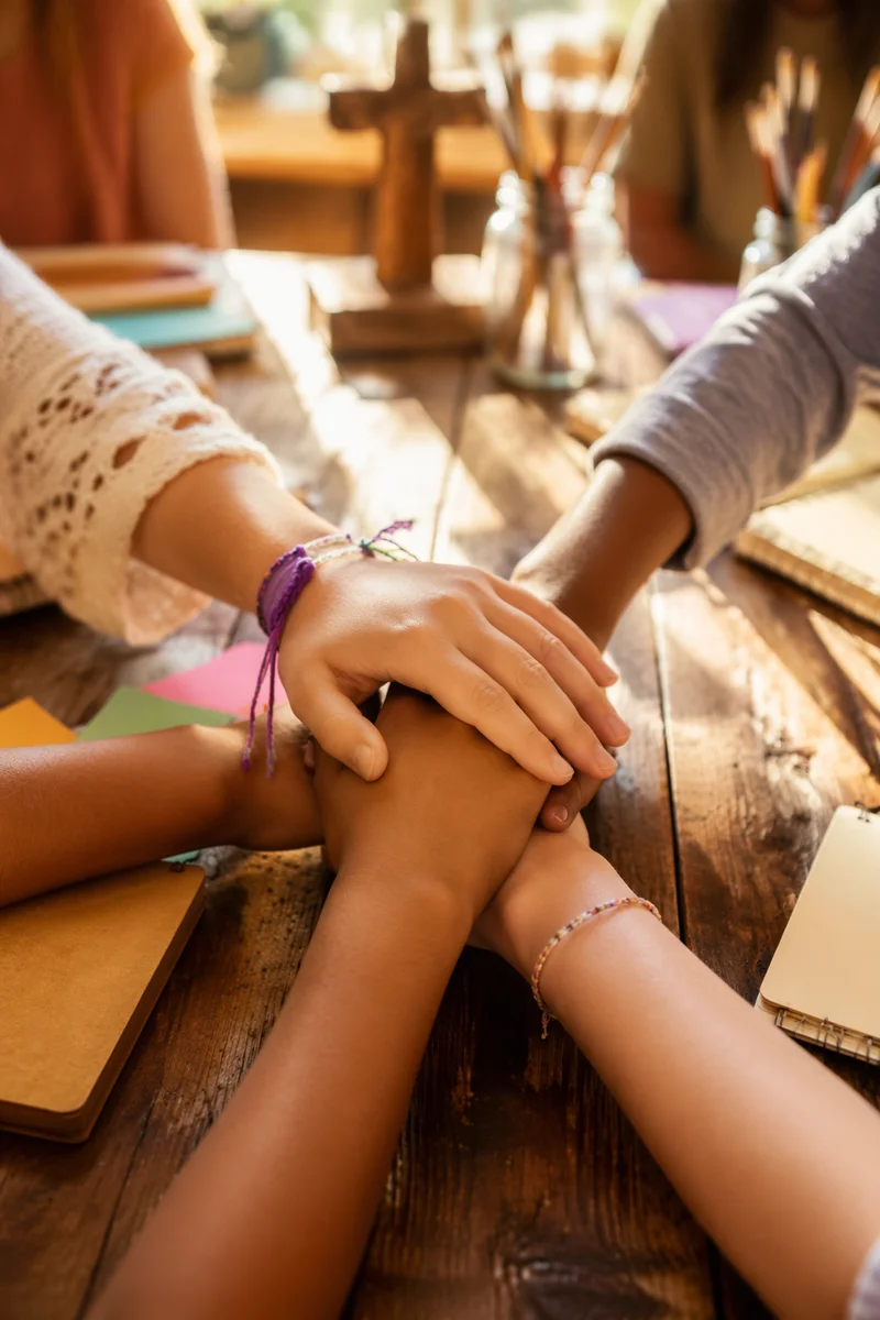 Children Hands United for Church Teamwork