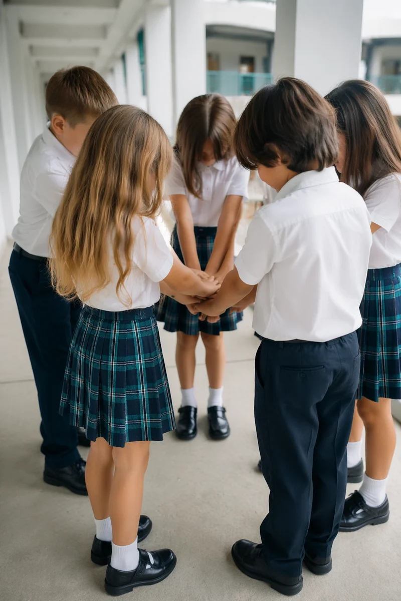 Children Stacking Hands in School Teamwork
