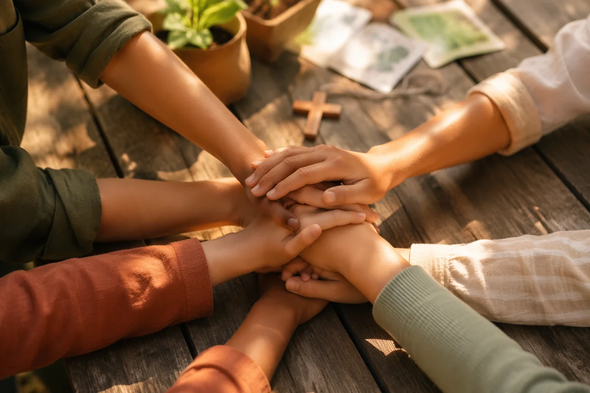 Children’s Hands United After Garden Service