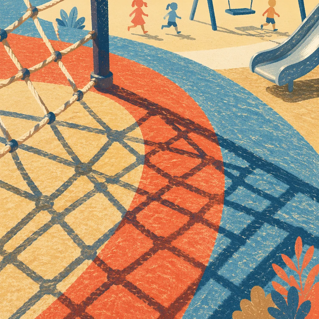 Colorful Playground Shadows and Safety Flooring
