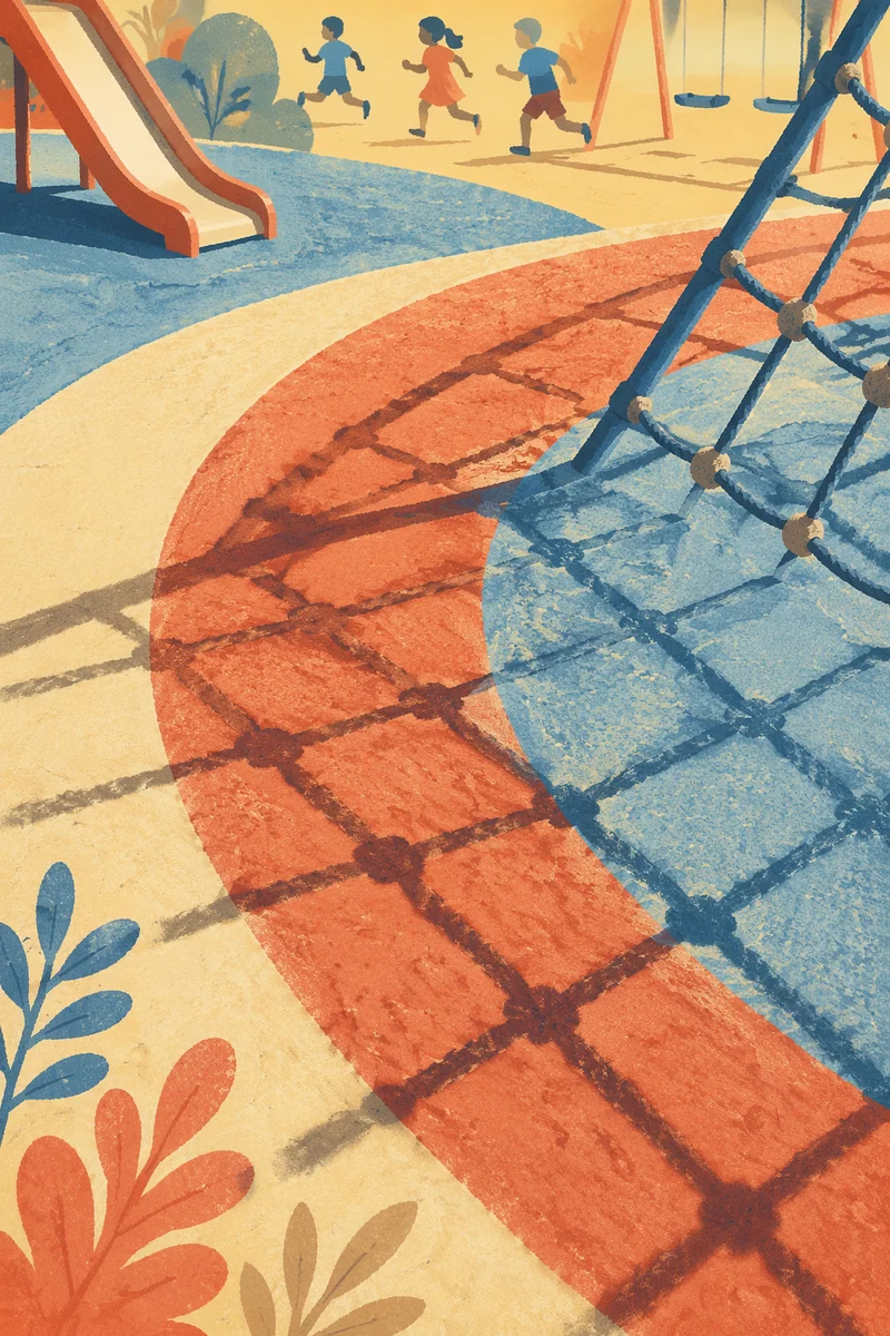 Colorful Playground Flooring With Playful Shadows