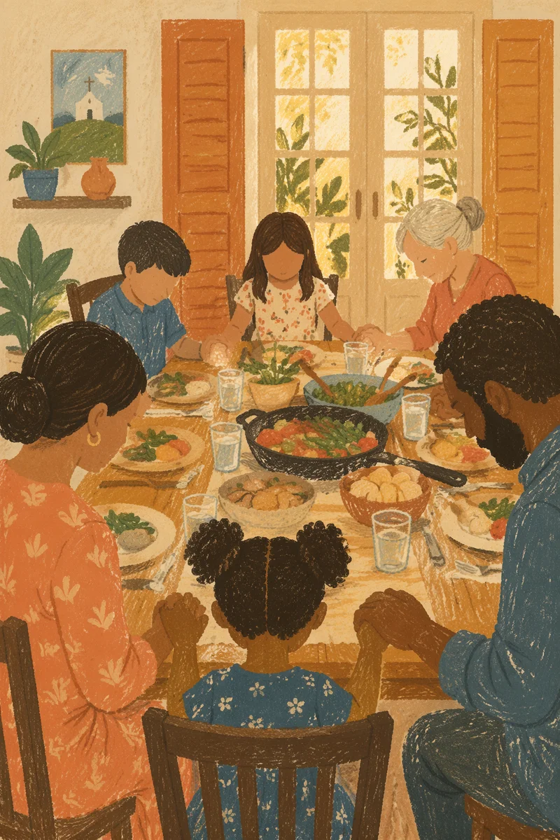 Christian Family Dinner Prayer at Home