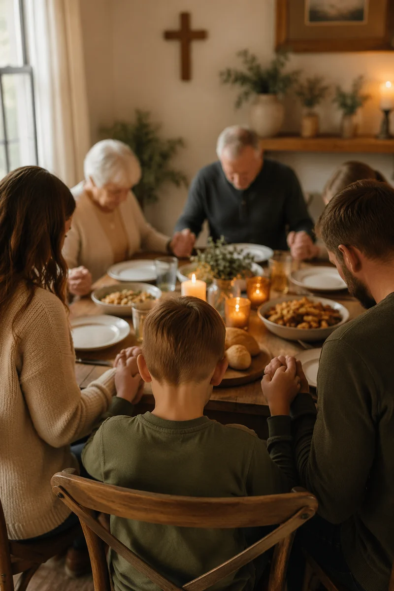 Christian Family Dinner Prayer at Home
