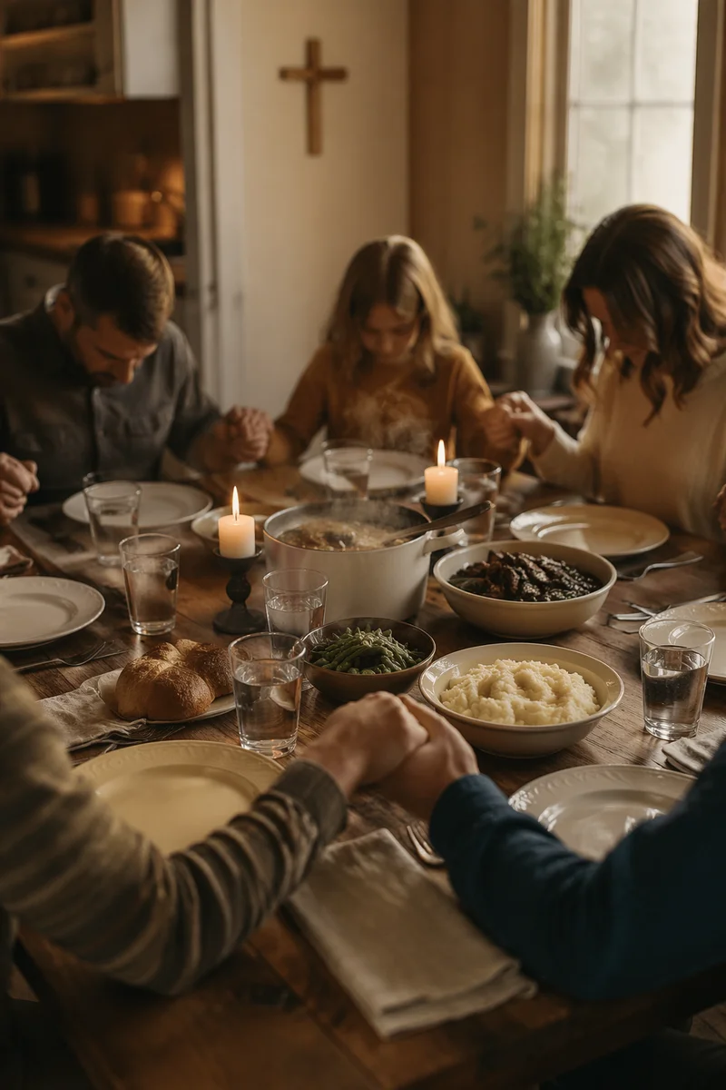 Christian Family Dinner Prayer at Home