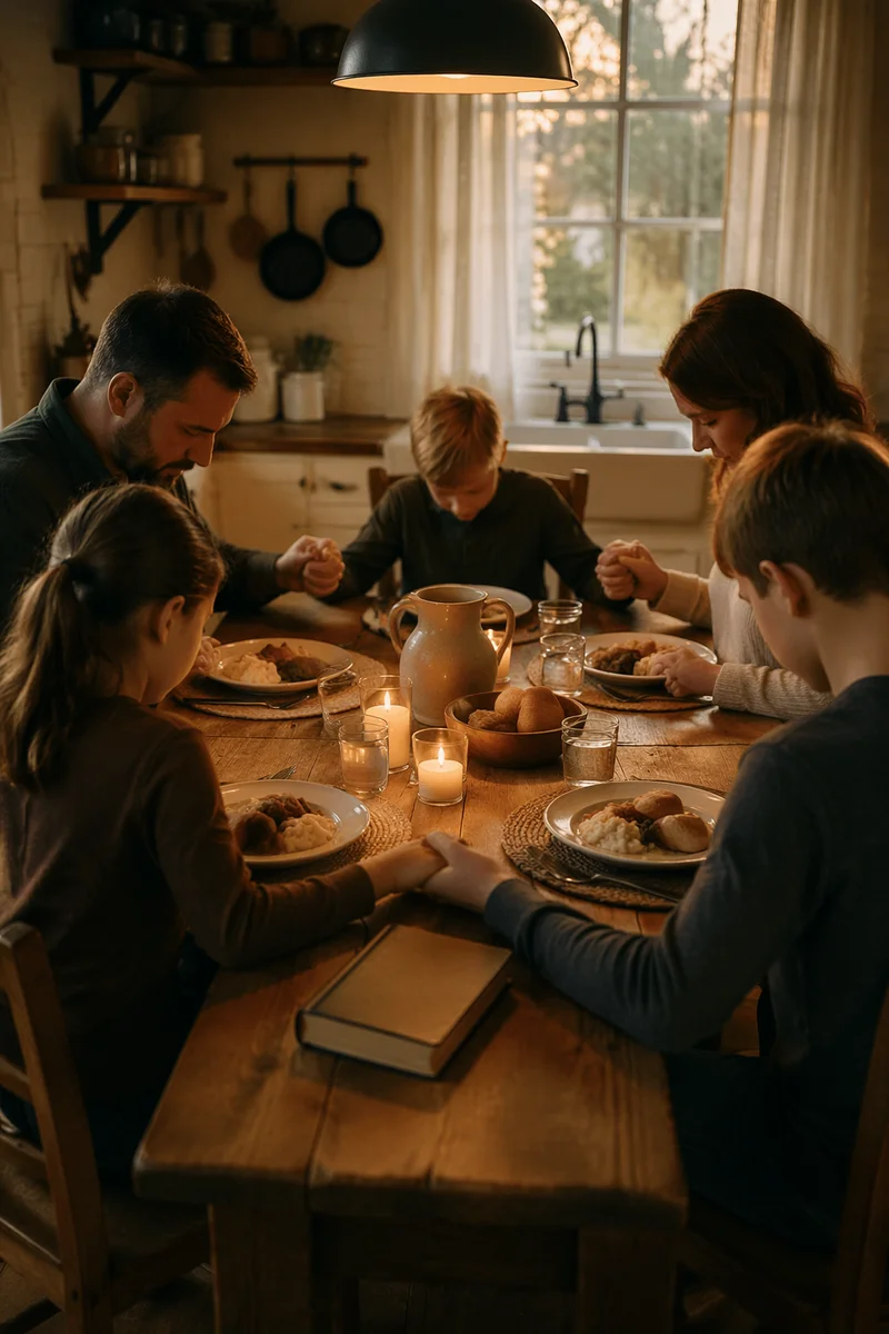 Christian Family Dinner Prayer at Home
